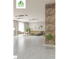 Dubová vrstvená parketa-vzor rybia kosť 11x100x500 standart triedenie, super white waxoil, kartáč, 4V hrana