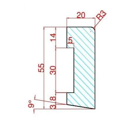 Dubová masívna lišta 20x55/60*x1000-2500mm bez povrchovej úpravy