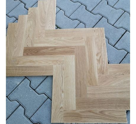 Dubová vrstvená parketa-vzor rybia kosť 11x70x350 Prime triedenie, prírodný olej, ostrá hrana
