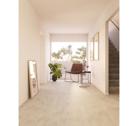 Dub OAK Veglia 14,5x200x2200mm Mixed triedenie, 3Lam, Powder White matný lak, ostrá hrana